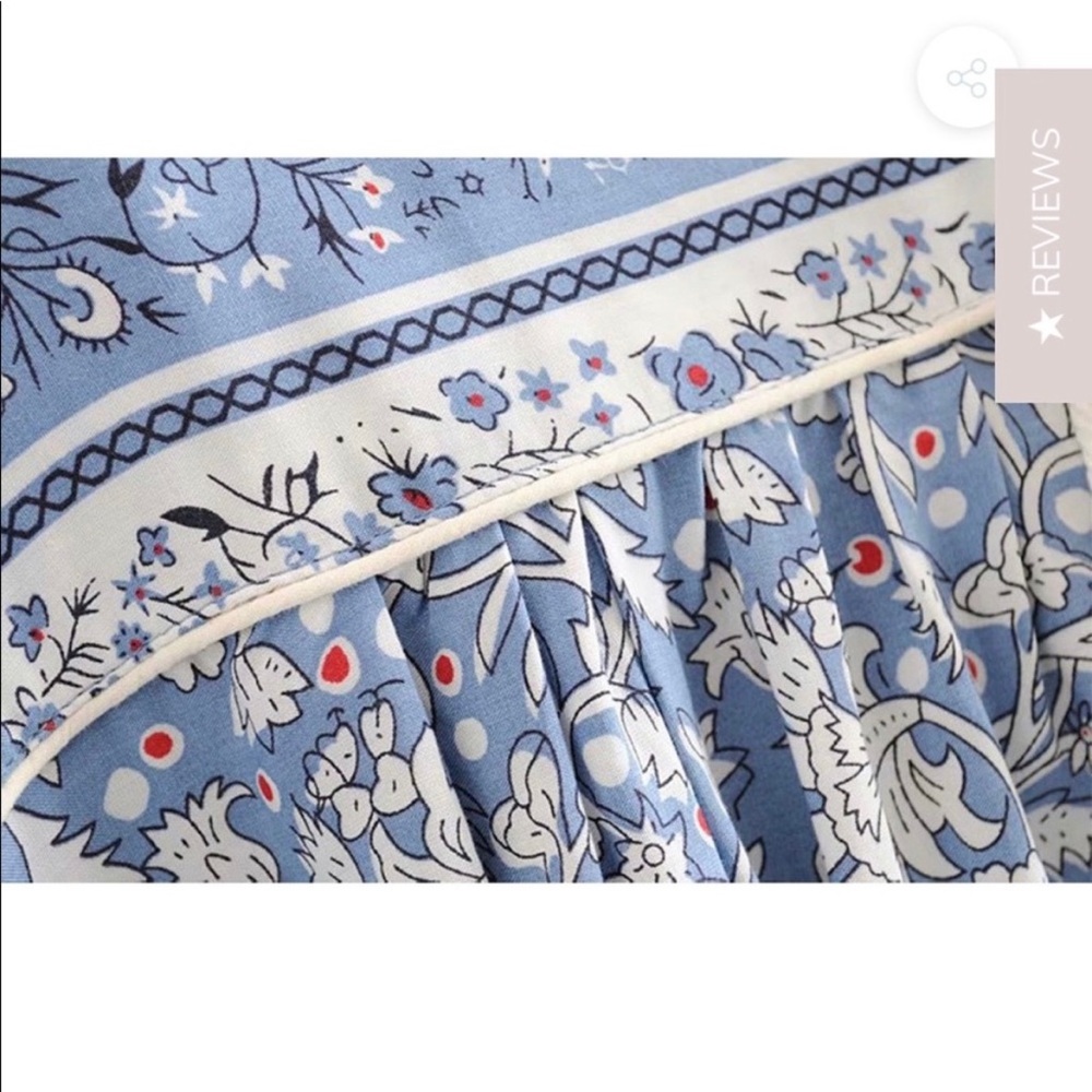 Goodnight Macaroon 'Katie' Bohemian Print Blue Tassel Dress - Picture 2 of 5
